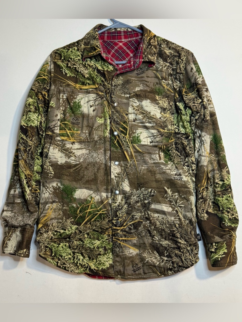 Realtree Men's Camo Shirt Jacket in Green, Brown and Tan